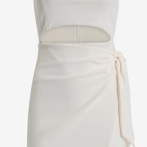Strapless Cutout Tie Wrap Midi Sheath Dress